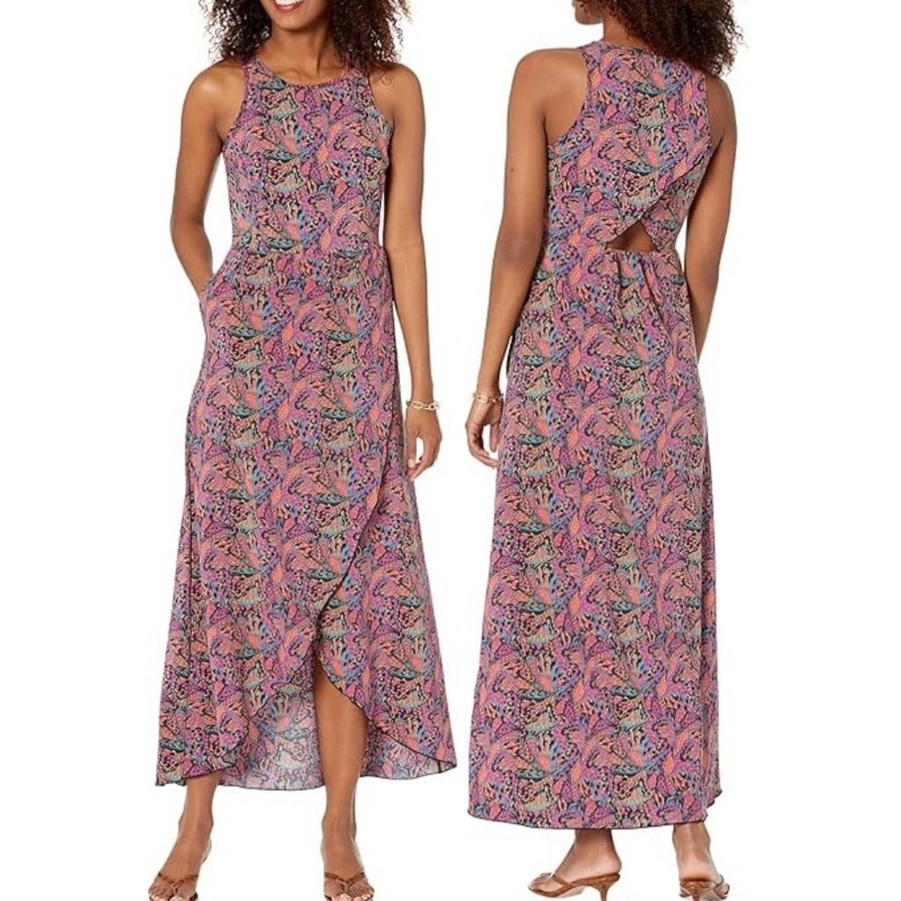 Toad&Co XS Sun kissed Hibiscus Butterfly Print Maxi Dress